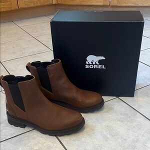 Sorel Woman’s Chelsea brown waterproof Leather Ankle Boots